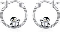 wholesale 925 Sterling Silver Penguin Hoop Earrings - Adorable Gift for Her-penguin