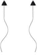 wholesale 925 Sterling Silver Triangle Black Stone Threader Dangle Drop Earrings for Women-0-0