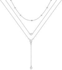 wholesale 925 Sterling Silver Bohemian Layered Y-Shaped Pendant Necklace with Three Vertical Bars and Triangular Drop - Holiday Gift for Her-Lariat