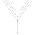wholesale 925 Sterling Silver Bohemian Layered Y-Shaped Pendant Necklace with Three Vertical Bars and Triangular Drop - Holiday Gift for Her-0-0