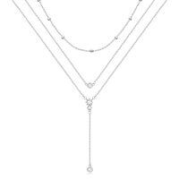 wholesale 925 Sterling Silver Bohemian Layered Y-Shaped Pendant Necklace with Three Vertical Bars and Triangular Drop - Holiday Gift for Her-Lariat