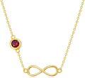 wholesale 14K Gold Red Garnet Infinity Symbol Pendant Chain Necklace 23cm Length-0-0