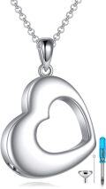 wholesale 925 Sterling Silver Heart Cremation Urn Pendant Necklace with Funnel and Fill Tool - Memorial Keepsake  for Loved Ones-0-0