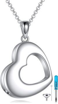 wholesale 925 Sterling Silver Heart Cremation Urn Pendant Necklace with Funnel and Fill Tool - Memorial Keepsake  for Loved Ones-Heart Urn Necklace