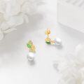wholesale 925 Sterling Silver Green Enamel Pearl Leaf Dangle Drop Earrings Boho Beach Wear Jewelry-0-3
