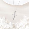 wholesale 925 Sterling Silver Faith Cross Pink Ribbon Necklace for Women - Breast & Ovarian Cancer Awareness Jewelry-0-2