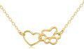 wholesale 14K Gold Heart & Paw Print Charm Necklace - Minimalist s for Her-0-0