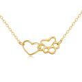 wholesale 14K Gold Heart & Paw Print Charm Necklace - Minimalist s for Her-0-0