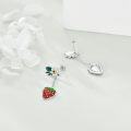 wholesale 925 Sterling Silver CZ Flower & Strawberry Dangle Leverback Earrings-0-3