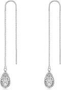 wholesale Silver Threader Earrings for Women - Long Chain Hypoallergenic Tassel Drop Earrings with Teardrop Design and CZ Stone Fashion Jewelry-0-0