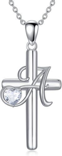 wholesale Sterling Silver A Z 26 Letter Alphabet Pendant Necklace for Women-1-A