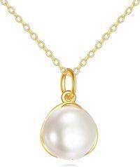 wholesale 14K Gold 8mm Freshwater Pearl Choker Necklace for Women Bridesmaids Mothers Day Gifts-white gold