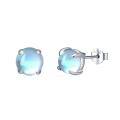 wholesale 925 Sterling Silver Round Blue Moonstone Stud Earrings For Women-0-0