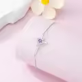 TOUPOP Sterling Silver Birthstone Cross Heart Bracelet Fine Jewelry Gifts-0-4