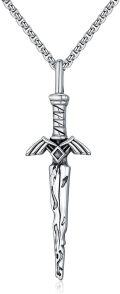wholesale 925 Sterling Silver Tri-force Sword Pendant Necklace for Men & Women-0-0