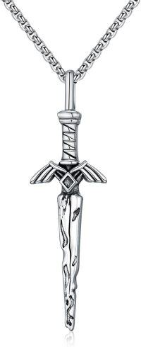 wholesale 925 Sterling Silver Tri-force Sword Pendant Necklace for Men & Women-Sword