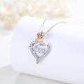 wholesale 925 Sterling Silver Heart with Rose and Angel Number Pendant Necklace-0-1