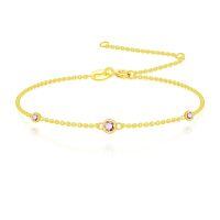 wholesale 14k Gold Amethyst Bracelet Wholesale With Three Purple Gems-10-Pink Tourmaline