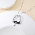 wholesale 925 Sterling Silver Black Cat Moon Pendant Necklace with Cubic Zirconia Stones for Women-0-2