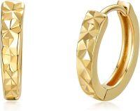 wholesale 14K Gold Faceted Hoop Earrings - 3D Diamond Cut Design-Style 3