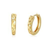 wholesale 14K Gold Faceted Hoop Earrings - 3D Diamond Cut Design-Style 3