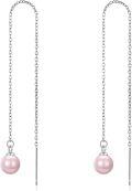 wholesale Sterling Silver Pearl Threader Earrings Long Tassel Drop Dangle-0-12