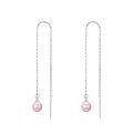 wholesale 925 Sterling Silver White Pearl Threader Drop Dangle Earrings for Women-0-12