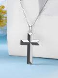 wholesale 925 Sterling Silver Black and White Cross Pendant Necklace for Women Faith  for Mom Wife Daughter Sister-0-3