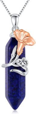 wholesale 925 Sterling Silver Lapis Lazuli Calla Lily Birthstone Pendant Necklaces Gifts for Mom and Girlfriends-0-0