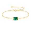 TOUPOP 14K Gold Emerald Bracelet, Square Cut Gemstone, 6.5-8.5"-0-0
