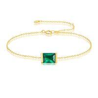 TOUPOP 14K Gold Emerald Bracelet, Square Cut Gemstone, 6.5-8.5"-undefined