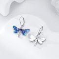 wholesale 925 Sterling Silver Blue Enamel Dragonfly Leverback Drop Dangle Earrings for Women-0-2