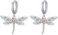 wholesale 925 Sterling Silver Dragonfly Heart Charm Leverback Hoop Earrings  for Women-0-0