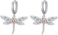 wholesale 925 Sterling Silver Dragonfly Heart Charm Leverback Hoop Earrings  for Women-Dragonfly Hoop Earring