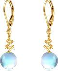 wholesale  14K Solid Gold Moonstone Earrings, High-End Simple Dangle Design, Hypoallergenic, Gift for Women-0-0