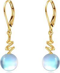 wholesale  14K Solid Gold Moonstone Earrings, High-End Simple Dangle Design, Hypoallergenic, Gift for Women-Spiral earrings