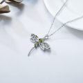 wholesale Sterling Silver Crystal Dragonfly Heart Celtic Necklace for Women Birthstone Gift for Mom Sister Wife-0-2
