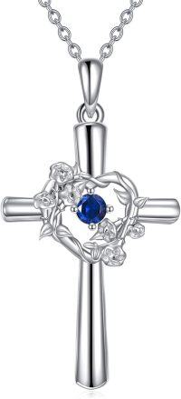 wholesale 925 Sterling Silver Birthstone Flower Necklace Christian Valentine s Birthday Gifts for Women ( )-Sep