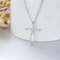wholesale 925 Sterling Silver and White Diamond Cross Pendant Necklace for Women-0-1