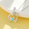 wholesale 925 Sterling Silver Heart-Shaped Genuine Turquoise Hummingbird Pendant Necklace for Women-0-1
