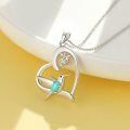 wholesale 925 Sterling Silver Heart-Shaped Genuine Turquoise Hummingbird Pendant Necklace for Women-0-1