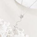 wholesale 925 Sterling Silver Cross Toggle Lariat Necklace for Women-0-2