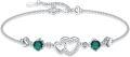 wholesale 925 Sterling Silver Heart-Shaped Emerald Anklet with CZ Accents for Women-0-0