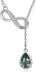 wholesale 925 Sterling Silver Green Moss Agate CZ Infinity Drop Pendant Necklace-0-0