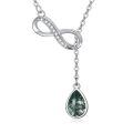 wholesale 925 Sterling Silver Green Moss Agate CZ Infinity Drop Pendant Necklace-0-0