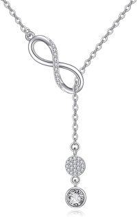 wholesale 925 Sterling Silver Necklace with Cubic Zirconia Accent Infinite Love Charm Pendant for Women-infinity sign