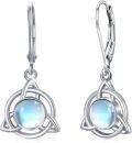 wholesale 925 Sterling Silver Green Stone Triquetra Drop Earrings-0-0