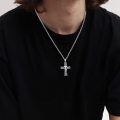 wholesale 925 Sterling Silver Gothic Skull Cross Pendant Necklace Celtic Knot Oxidized Chain-0-2