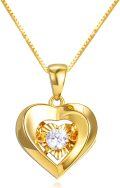 wholesale 18k Gold Heart Pendant Necklace with 18kt Gold Chain Fine Jewelry for Wife Mother's Day Gift 18 Inches-0-0
