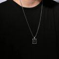 wholesale 925 Sterling Silver  Mens Square Black Onyx Pendant Chain Necklace 24+2-0-2